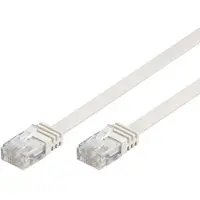 Deltaco U/UTP Cat6 flat patchkabel, 2m, hvit