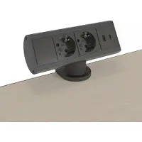 Axessline Smartline desk Alu/Black – 2 strømuttak, 1 USB