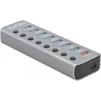 DeLOCK USB 3.2 Gen 1-hub med 7 porter 1 hurtigladeport 1 USB-C PD 3.0-port