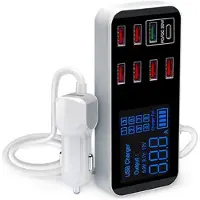 Mtp Products 9-Port Billader med LCD-skjerm WLX-A9S+ - 7xUSB, QC3.0 USB, PD USB-C - 40W