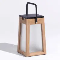 LES JARDINS Tecka LED-solcellelykt, bærbar, teak 25 cm