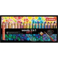 Stabilo woody Arty 3 in 1 cardboard wallet of 18 pens incl. a sharpener