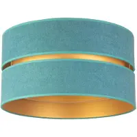 Duolla Taklampe Duo i tekstil, turkis/gull, Ø40cm