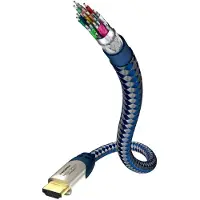 Inakustik in-akustik Premium High Speed HDMI Cable With Ethernet - HDMI-kabel med Ethernet - HDMI hann til HDMI hann - 3 m - trippel beskyttelse - blå, sølv