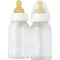 Hevea Babyflasker - 2-pack - Glass og Naturgummi - Hvit - - 0-3 md - Babyflaske