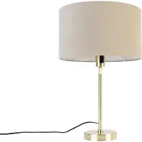 QAZQA Bordlampe gull justerbar med skjerm lysbrun 35 cm - Parte