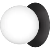 Nuura utendørs vegglampe Liila, Ø 16,5 cm, svart/opal