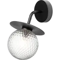 Nuura utendørs vegglampe Liila, bredde 16 cm, svart/klar