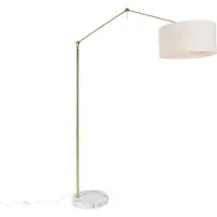 QAZQA Gulvlampe gull med lys grå skjerm 50 cm justerbar - Editor