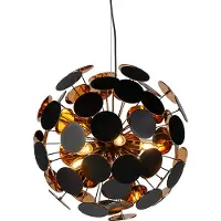 LINDBY hengelampe Kinan, Ø 54 cm, svart, gull, metall