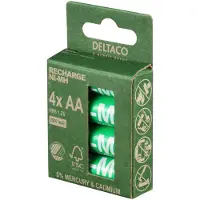 Deltaco - Batteri - Svaneøkomerket 4 x AA / HR6 - NiMH - (ladbare) - 2500 mAh