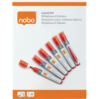 Nobo flytende blekk whiteboardpenner, rund tupp, pakke med 10 stk., 10 stykker, Rød, Projektil spiss, Rød, Sølv, 3 mm, 38 mm