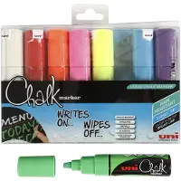 Uni-Ball Chalkmarker, , skrå, ass.farver, pakke a 8 stk