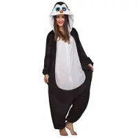 MOM Damekostyme: Pingvin Onesie Med Hette Og Store øyne