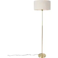 QAZQA Gulvlampe justerbar gull med lysegrå skjerm 50 cm - Parte