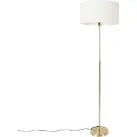 QAZQA Gulvlampe justerbar gull med skjerm hvit 50 cm - Parte