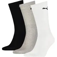Puma Unisex Sport Crew Lightweight Socks 3 Pack, Clothing, White/Grey/Black, 47-49
