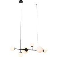 QAZQA Moderne pendellampe sort med frostet glass 6-lys - Monaco