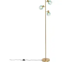 QAZQA Art Deco gulvlampe gull med grønt glass 3-lys - Vidro