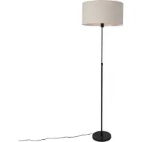 QAZQA Gulvlampe svart justerbar med lysegrå skjerm 50 cm - Parte