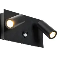 QAZQA Utendørs vegglampe sort inkl. LED 2-lys bevegelsessensor - Simon