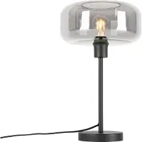 QAZQA Art Deco bordlampe svart med røykglass - Bizle