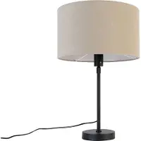 QAZQA Bordlampe svart justerbar med skjerm lysbrun 35 cm - Parte