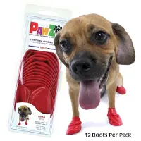 Pawz hundesko, S, 6,4 cm, rød 12 stk