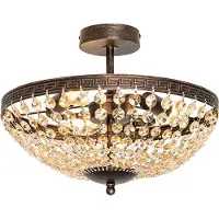 QAZQA Klassisk taklampe bronse og krystall 3-lys - Mondrian