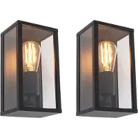 QAZQA Sett med 2 industrielle vegglamper sort 26 cm IP44 - Charlois