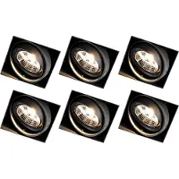 QAZQA Sett med 6 innfelte spotlights svarte GU10 AR70 trimless - Oneon
