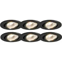QAZQA Sett med 6 innfelt spotlights svart tiltbare - Cisco