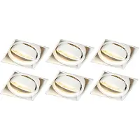 QAZQA Sett med 6 innfelte spotlights hvite GU10 tiltbare uten ramme - Oneon