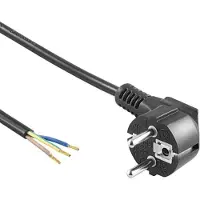 Goobay - Strømkabel - power CEE 7/7 (hann) til uisolert tråd - AC 250 V - 10 A - 1.5 m - vinklet - svart