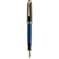 Pelikan M800, Sort, Blå, Gull, Innebygd påfyllingssystem, Gull, Kursiv pennesplitt, Gull/rhodium, Medium