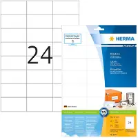 Herma Premium - Papir - matt - permanent selv-adhesiv - hvit - 70 x 37 mm 240 etikett(er) (10 ark x 24) laminerte etiketter