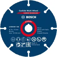 Bosch Powertools Bosch Carbide Multi Wheel - Skjæreplate - for tre, plast, tre med spiker - 76 mm
