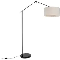 QAZQA Gulvlampe svart med lysegrå skjerm 50 cm justerbar - Editor
