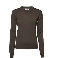 Chevalier Blaise V-Neck Merino Pullover Women Leather Brown 44W