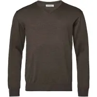 Chevalier Aston V-Neck Merino Pullover Men Leather Brown 3XL