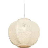 QAZQA Smart pendellampe naturstoff 48 cm inkl. Wifi G95 - Rob