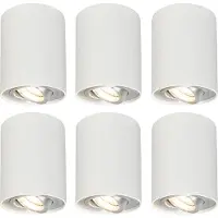 QAZQA Sett med 6 spotlights hvite roterbare og tiltbare - Rondoo 1 Up