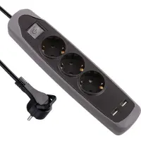 Electraline Gummy 3+2usb Skjøteledning