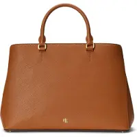 Ralph Lauren for woman. 431898556006 Brown leather large Hanna satchel bag (OSFA), Beige, Casual