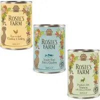 Rosie's Farm Adult 6 x 400 g - Mixpakke II (Kylling & Kalkun / Fisk & Kylling / Vilt & Fasan)