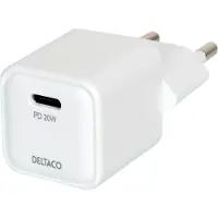 Deltaco USB-C mini wall charger 1x USB-C PD 20 W white