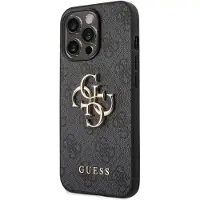 GUESS 4G Big Metal Logo iPhone 14 Pro Hybrid-deksel - Grå