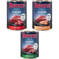Rocco Classic Prøveblanding 6 x 400 g - Eksklusiv-Mix: Okse pur, Okse/Laks, Okse/And