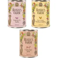 Rosie's Farm Adult 6 x 400 g - Mix-pakke I (Kylling & Kalkun / Okse / Lam)