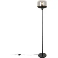 QAZQA Design gulvlampe sort med gull og røykglass - Kyan